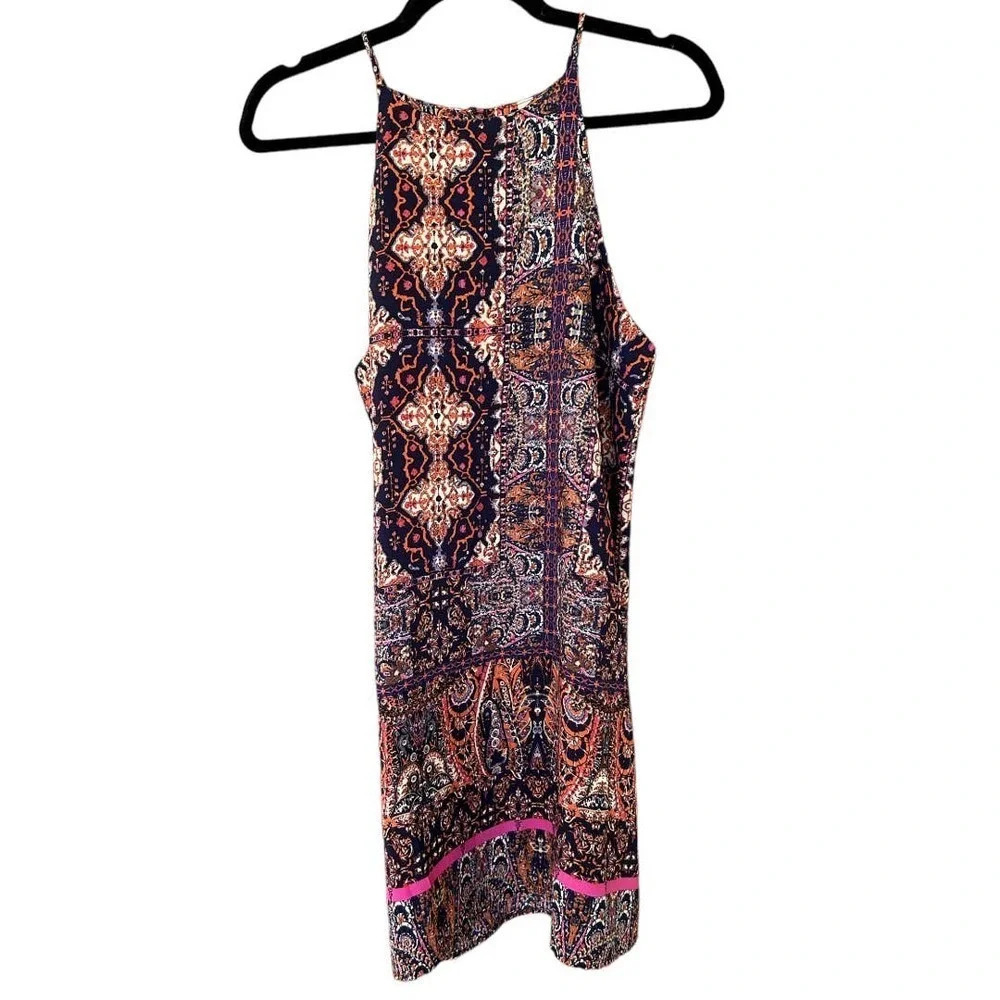 NWT Tyche Women's Multicolored Tribal Dress with Pink Trim Size Medium